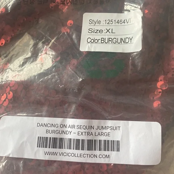 Burgundy Sequin Jumpsuit - Picture 6 of 6